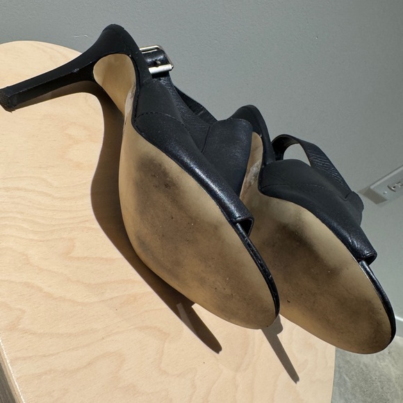 Black Ankle Slingback Boot PeepToe Heels - Picture 2 of 2